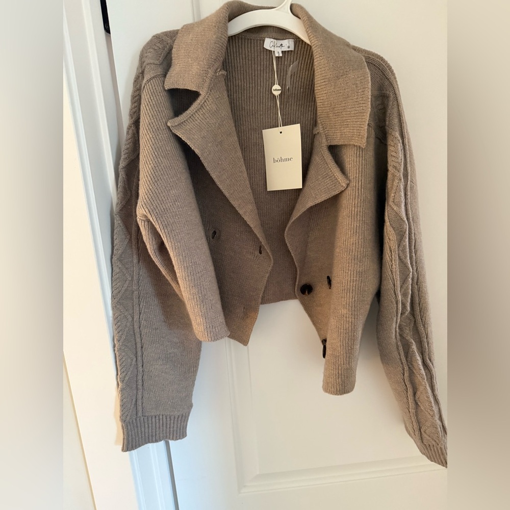 Taupe Knit Cropped Sweater